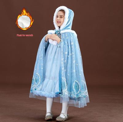 Frozen Elsa Princess Dress & Cloak Set for Girls - 2025 Autumn/Winter Halloween Costume
