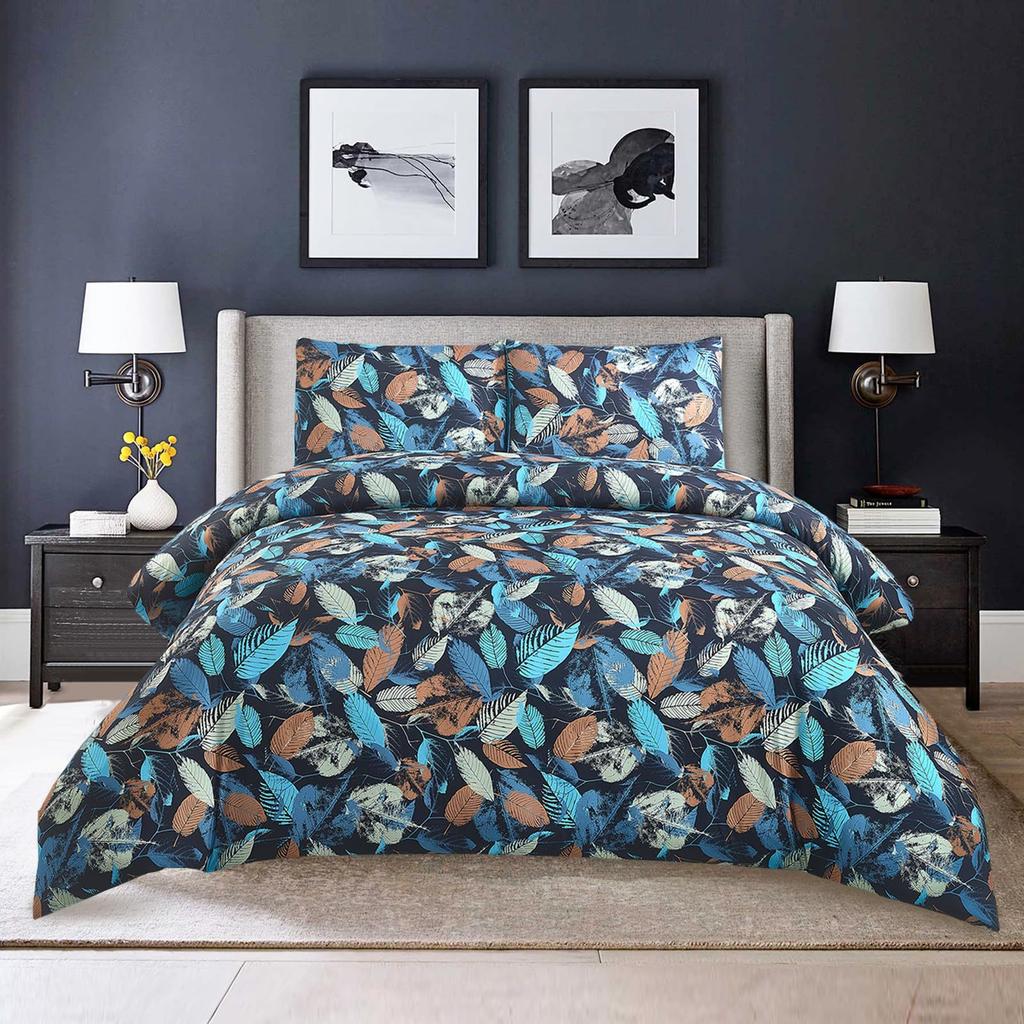 White Flower Three-Piece Quilt Cover 3D Digital Printing Bedding Set Simple Bed Cover