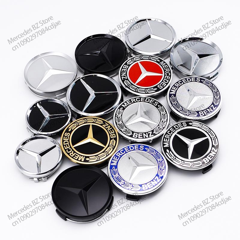 4PCS75MM Car Hub Center Cover for Mercedes Benz AMG W203 W206 W220 W205 W211 Car Wheel Center Hub Caps Benz Emblem Tire Rim Cove