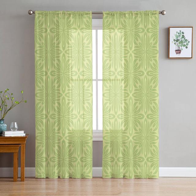 Artistico Beige Barocco Fiori retrò Tende in voile velate Trattamento per finestre Tenda in tulle in chiffon per cucina Soggiorno Camera da letto