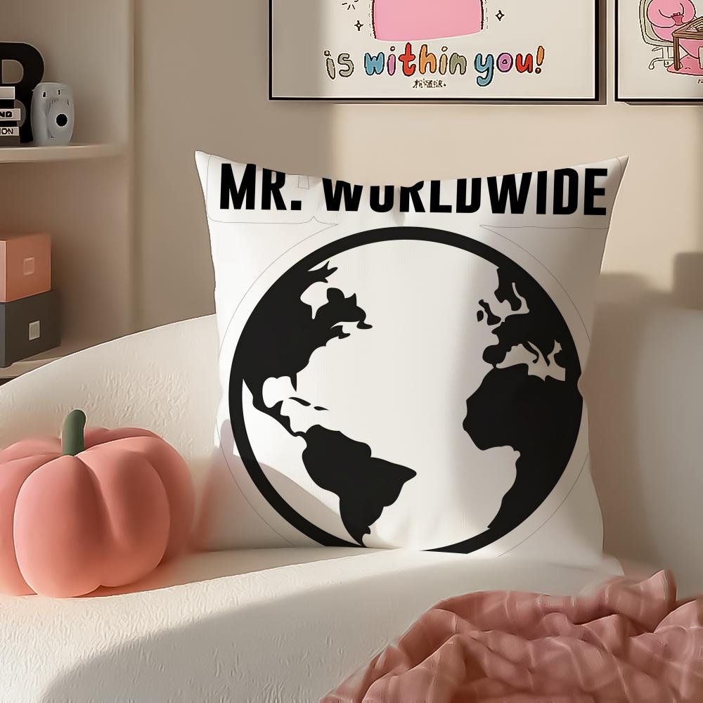 Mr Worldwide PPitbull Cushion Cover Pillowcase Short Plush Invisible zipper Room Sofa Cushion Cover