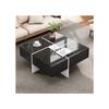 Table Basse Élégante Et Brillante 70*70*35 Cm, Design Noir Et Blanc, Compartiment De Rangement Intégré Et 4 Tiroirs Robustes
