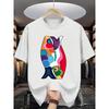 European Size Fish Pattern Print T-Shirt, Men'S Casual Short-Sleeve T-Shirt, 2D Fashion Print Men'S T-Shirt, Men'S Graphic T-Shirt