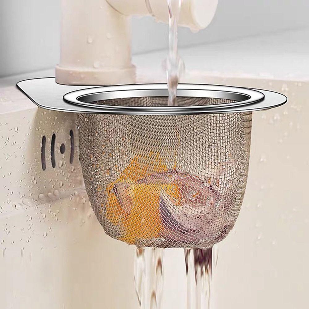 Stainless Steel Sink Drain Basket Dry And Wet Separation Filter Storage Shelf Hanging Basket