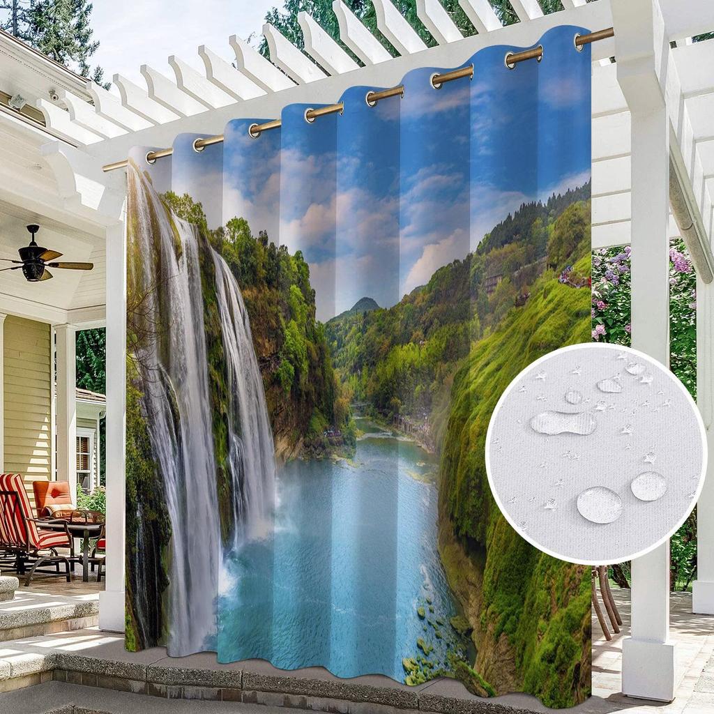 High-Definition 3D Outdoor Scenery Waterproof Curtains for Rainy Days