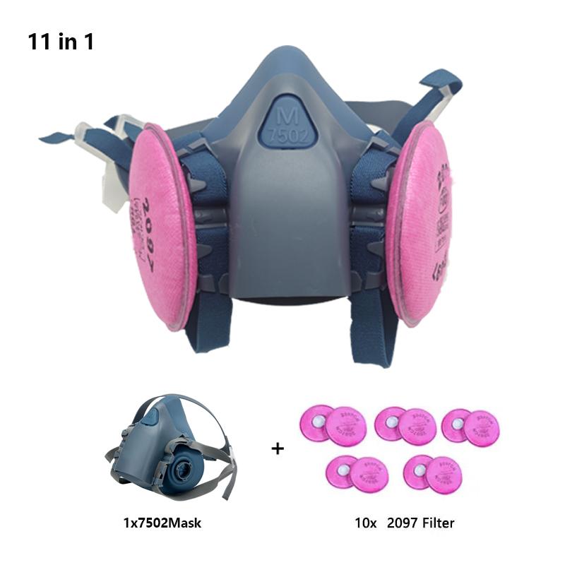7502 Silicone Respirator Gas Mask With 2097 Filter Goggles Set For Epoxy Dust Paint Organic Vapor Formaldehyde Welding Grinding Mass Air Flow 3