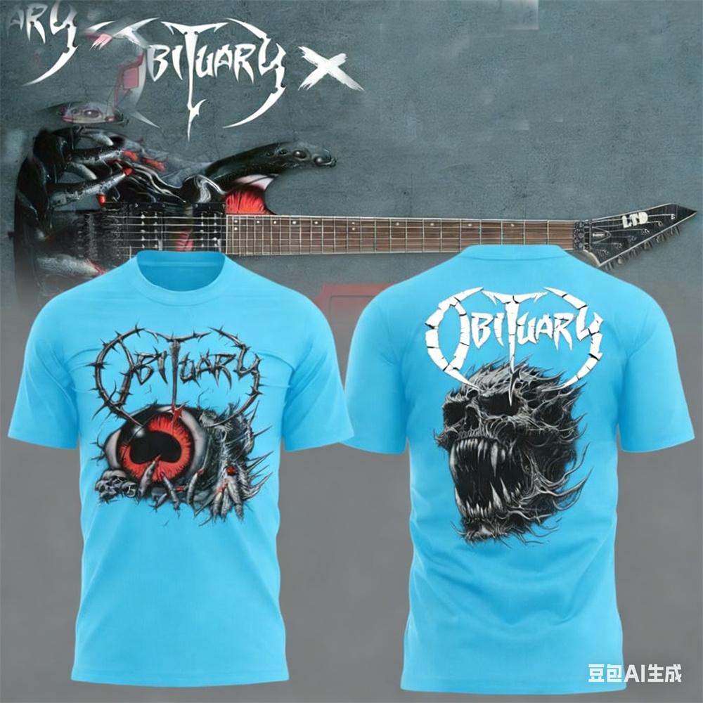 Letnia męska koszulka New Rock Obituary Zespół czaszki Nadruk Koszulka Mężczyźni Kobiety Moda Oversize Krótki rękaw Koszulka Graficzna Koszulka