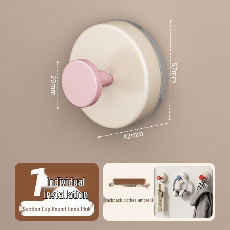 Walnut Suction Cup Hook - Wall-Mounted, High Load Capacity, Traceless Coat Hook for Bathroom