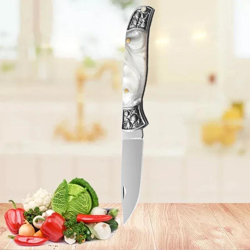 Fruit Pocket Knife Stainless Steel Folding Knife for Kitchen Cooking Chef Knife Portable Utility Knife Keychain Butcher Knife