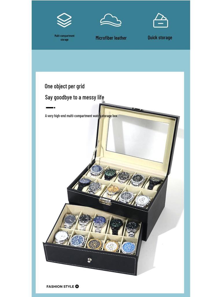 High-End Mechanical Watch Display & Storage Box - Large Capacity Wristwatch Organizer