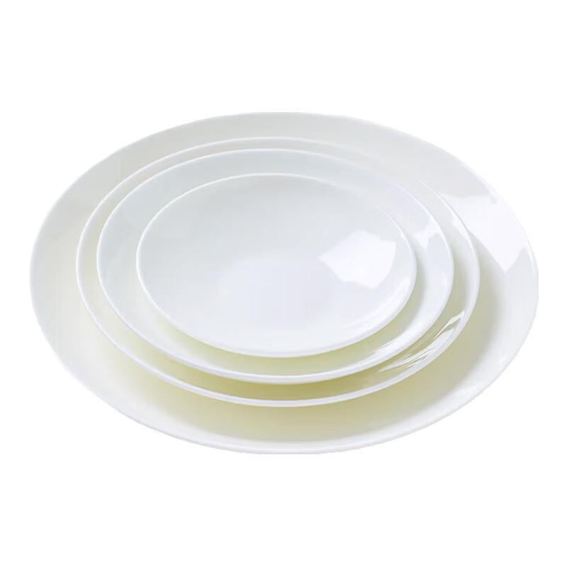 Huihuang Pure White Ceramic Round Deep Plate