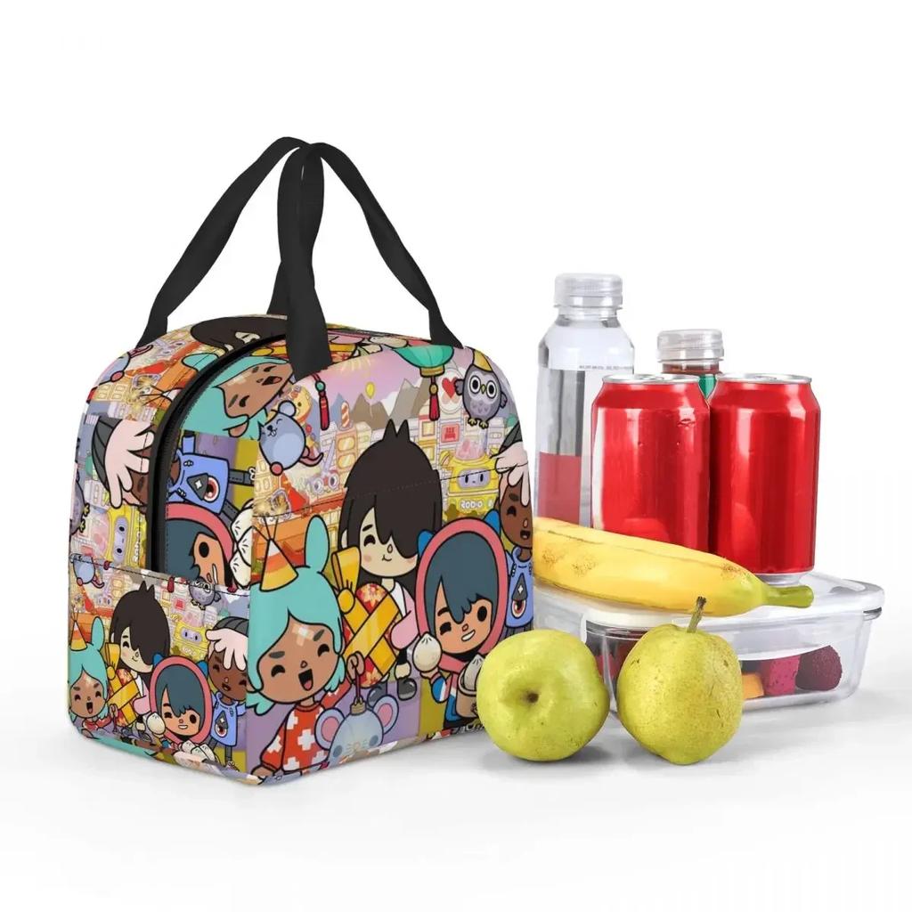 Toca Boca Spiel Isoliert Lunchtasche für Damen Büro Kühlbox Thermisch Essensbox Tragetasche Tragbare Lunchboxen Behälter