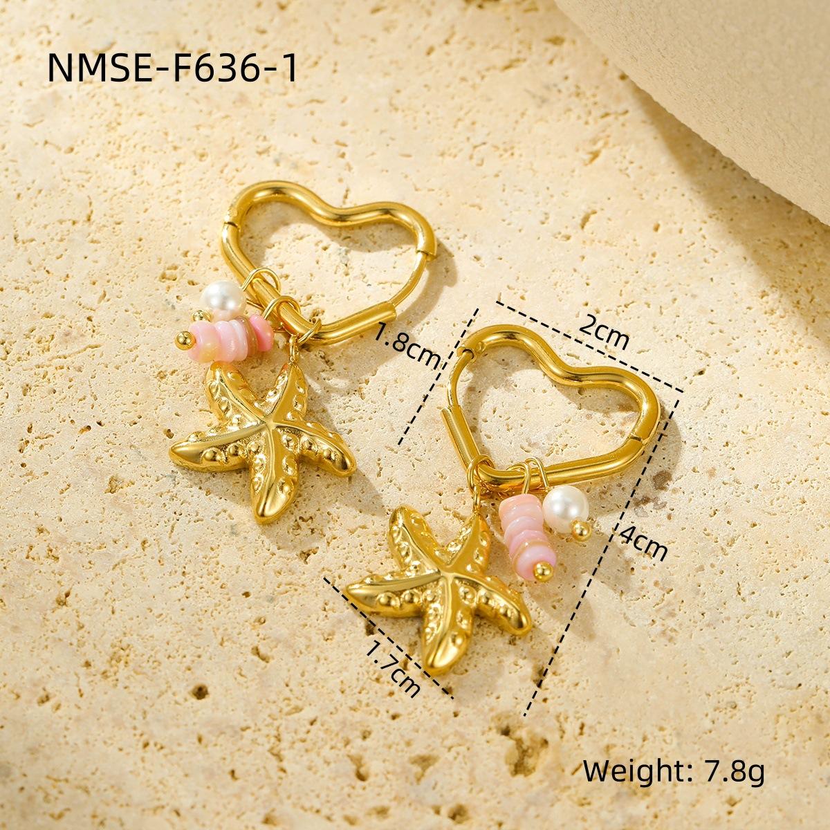 GEMCHIC Women s Stainless Steel Starfish Natural Stone Earrings Titanium Steel Earrings