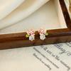 Pink Flower Cubic Zirconia Pearl Stud Earrings - 2026 New Stylish Light Luxury Niche Design for Women
