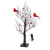 LED Vintage Glowing Tree with Cardinals Twinkle Trees Lamp Lifelike Berry Branch Lights Festive Holiday Party Decorations