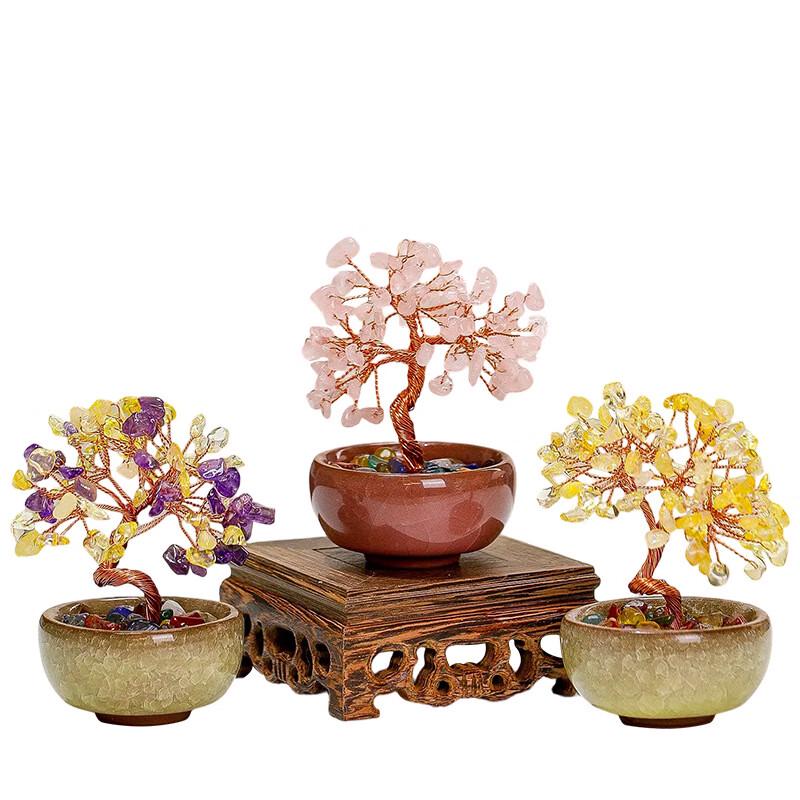 Ruijie Handmade Crystal Fortune Tree Ornament Set