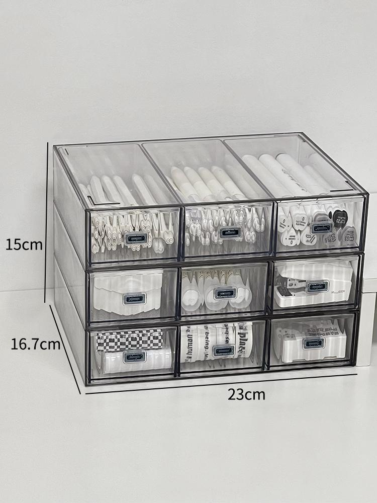 Desktop Storage Box Organizer Drawer-type Transparent Dormitory Study Table Stationery Storage Box Acrylic Desk Pen Book Rack