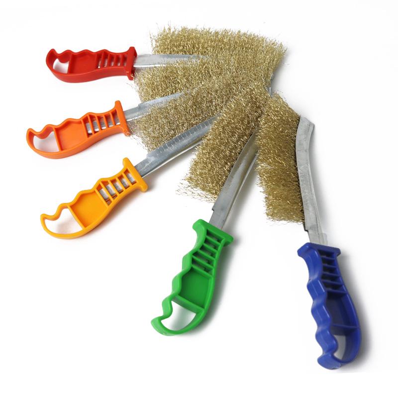 Stainless Steel & Copper Wire Brush with Plastic Handle for Rust and Gap Cleaning