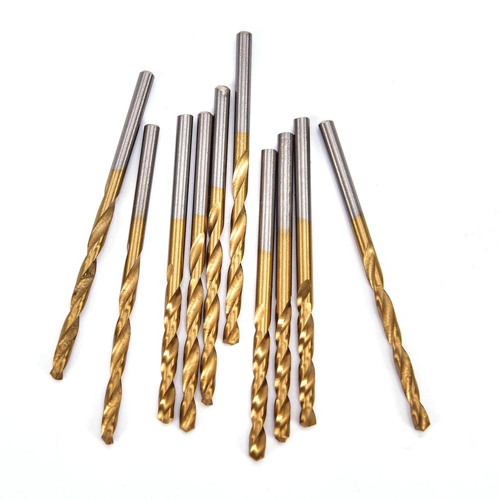 10/50Pcs 1/1.5/2/2.5/3mm Titanium Coated Drill Bits HSS High Speed Steel Drill Bits Set Tool Power Tools