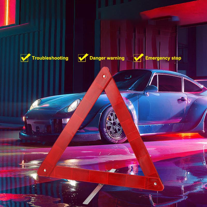Emergency Early Warning Device Triangle Road Safety Stable Metal Bracket Triangular Warning Parking Sign Foldable Tripod