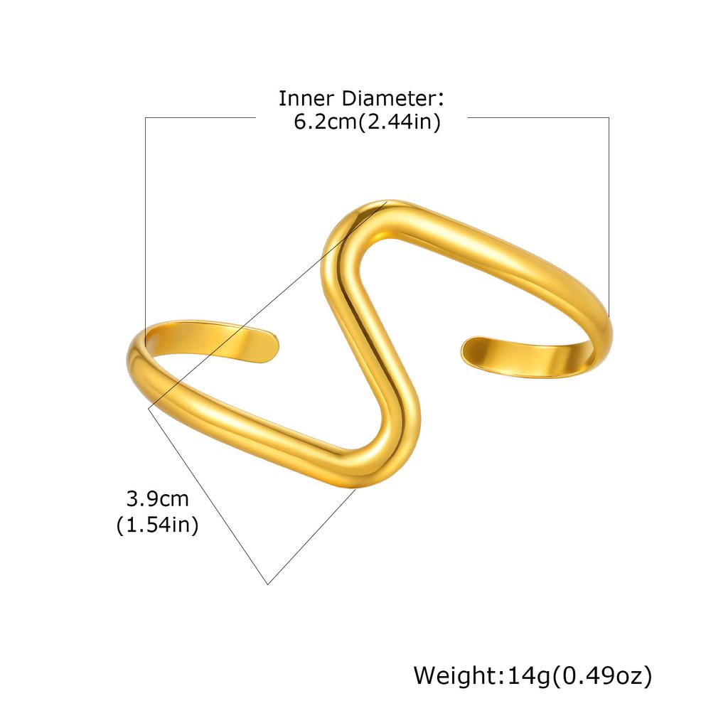Vnox Minimalist Stainless Steel Double Cuff Bracelet, Geometric Aesthetics Gold Plated Bangles, Women's Hand Arm Jewelry Gifts