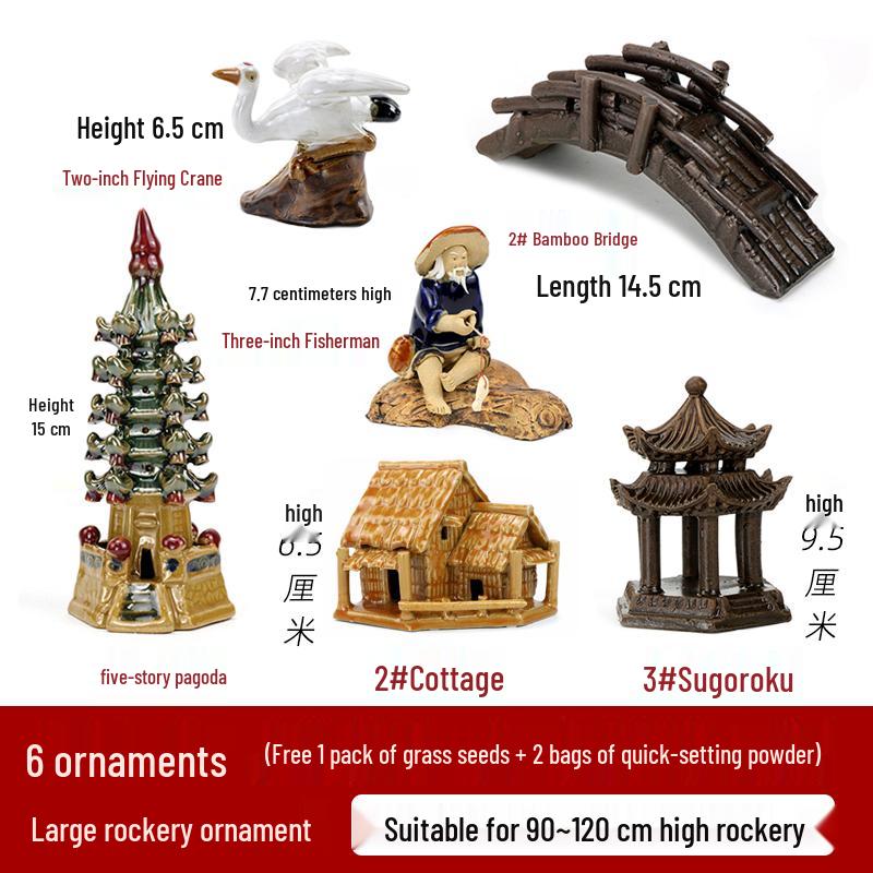 Rocalla de Piedra de Montaña Cerámica para Estanques de Peces, Decoraciones de Bonsái - Adornos de Paisaje para Patio.