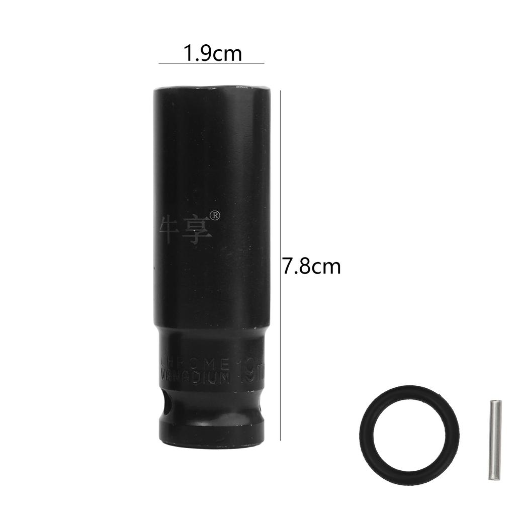 15-19mm Extended Hexagon Socket 6-Point Impact Sockets Metric Wrench Deep Impact Socket Wrench Head Tire Removal Car Repair Tool