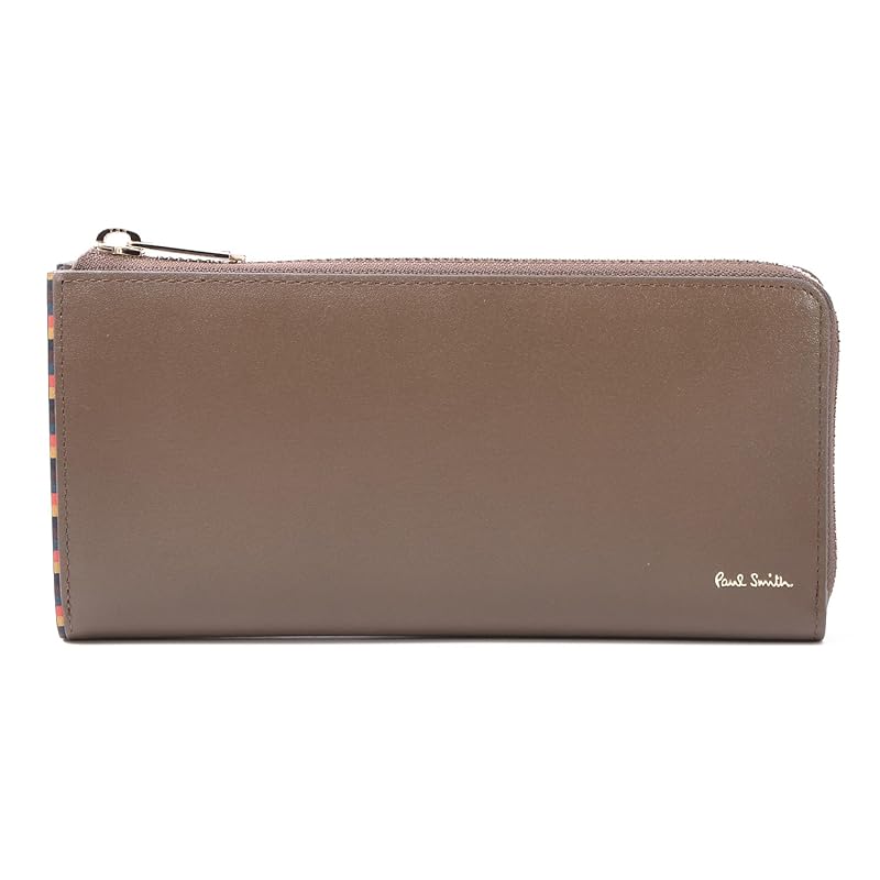 

[Paul Smith] Set item/Name can be engraved Bright stripe trim SS24 long wallet leather coin purse cowhide 813005 P847 (Brown, (no name)