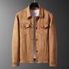 Mens Suede-Feel Slim Fit Casual Jacket With Stand Collar Multiple Pockets Outerwear