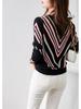 Women's Slimming V-Neck Striped Long-Sleeve Sweater – Versatile Autumn/Winter Fashion.