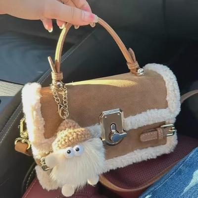 2024 Autumn/Winter Lamb Wool Suede Shoulder Bag - High-Grade Small Square Messenger Bag