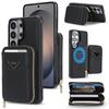 2 In 1 Function Zipper Card Bag Leather Case for Samsung Galaxy S26 Ultra S25 S24 S23 Ultra Shockproof For Magsafe Stand Cover