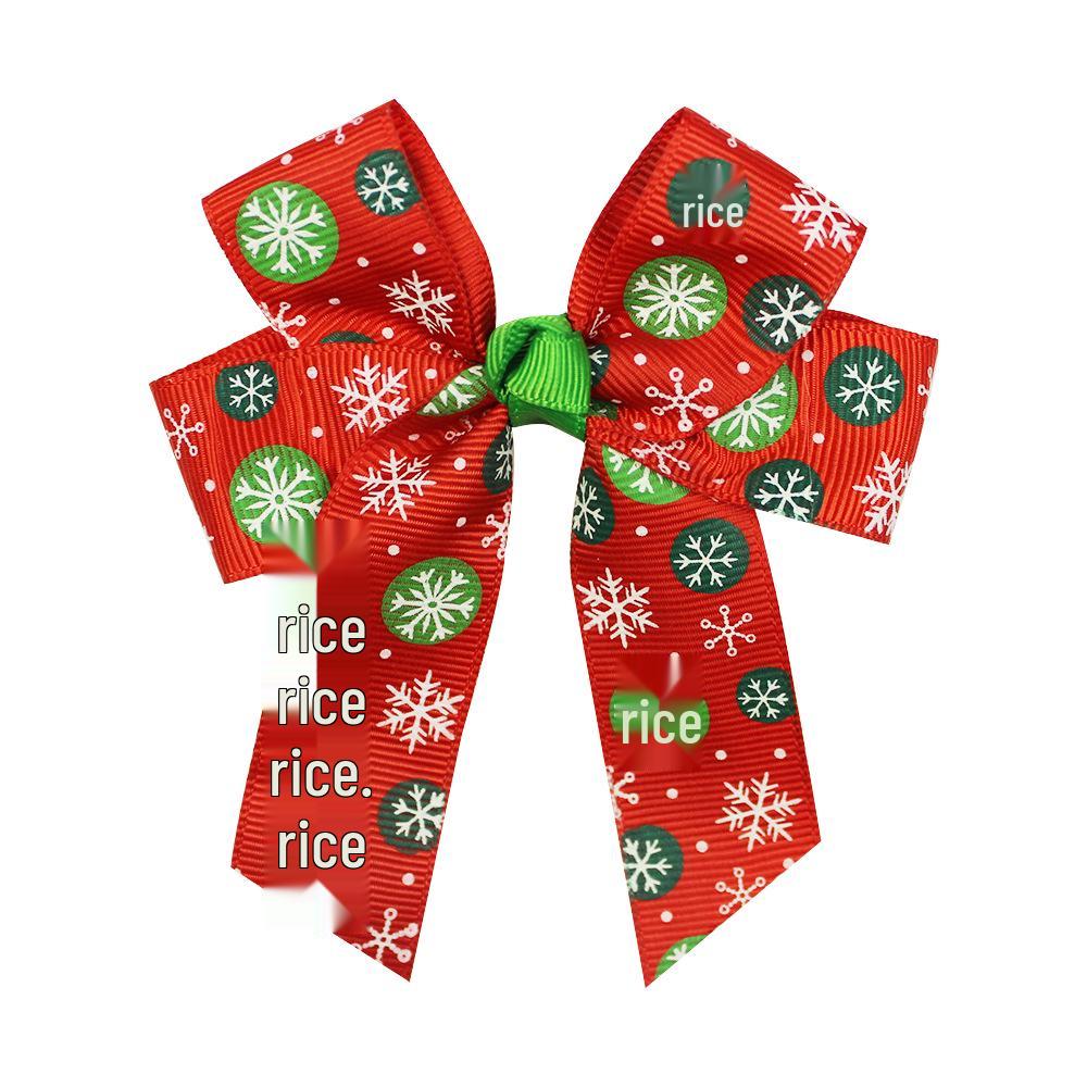 Haochuan 488 Christmas Bow Hair Clip - Festive Designs for Kids Red Snowflake