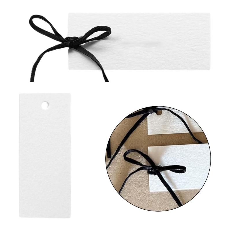 50Pcs Multipurpose Seating Cards with 50 Soft Velvety Ribbon 10x4cm Empty Table Place Card For Weddings And Celebration