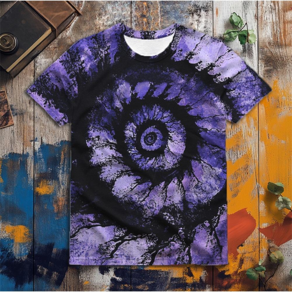 Mode Batikmönster 3D-tryckta T-shirts för män Sommar Enkla Kortärmade Rundhals T-shirts Lös Harajuku Topp