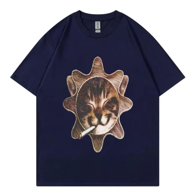 

Che Glo Cat Baby Kitten Sun Print Tshirt Unisex and Women General Fashion Trend Retro Short Sleeve Tshirt Comfortable Tshirt XL