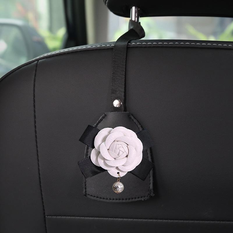 1PC Creative Car Hooks Crown Flower Leather Car Seat Headrest Hanger Storage Pull-out Type Hooks For Groceries Bag Handbag