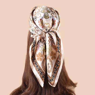 Luxury Design Square Scarf Silk Scarves Women Neck Hair Tie Band Hijab Kerchief Head Headband Smooth Bandana Female Foulard 70Cm