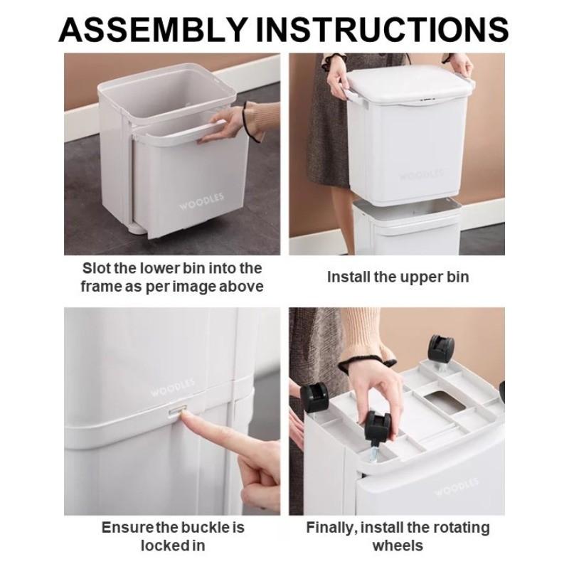 360° 2 Tier Recycle Wheel Kitchen Rubbish Recycle Dustbin Large Capacity Practical Garbage Trash Household Sorting Bin Rotating Wheel Kitchen Rubbish
