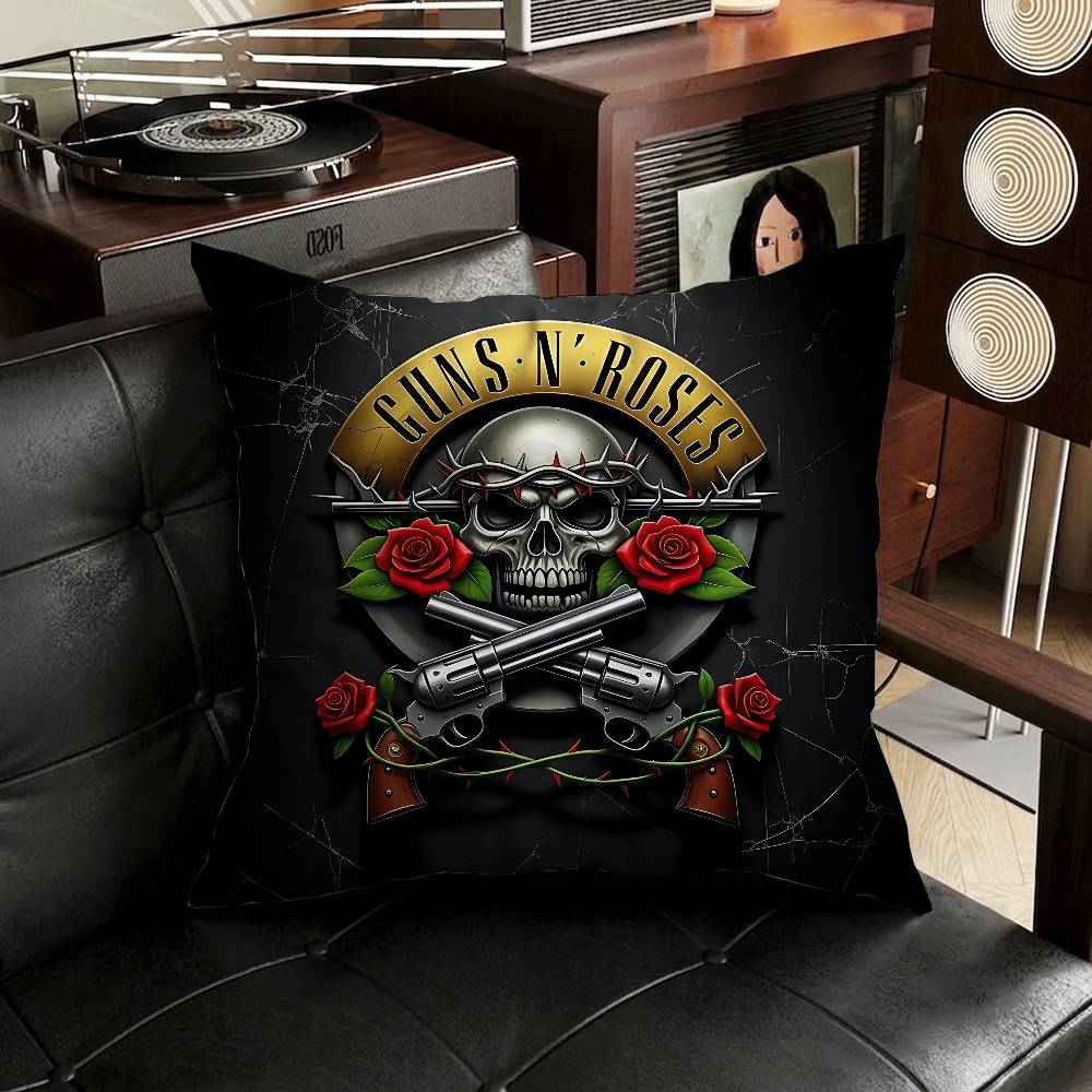 Band GGuns N Roses Pillow Case Antidustmite Pillowcase Invisible zipper silky short plush Sofa cushion cover