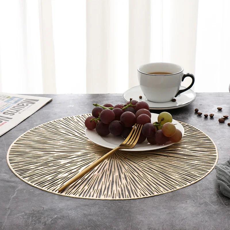 Round Firework Shape PVC Placemat Hollow Table Mats Coaster Pads Heat-Resistant Wipeable Waterproof Anti-Slip Pad Home Decor