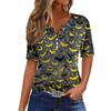 Women's Casual V Neck Button Front Top Halloween Print Short Sleeve Relaxed Fit Blouse Lightweight Breathable Fabric