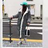 Contrasting colors hooded medium and long cotton clothes for women, new winter models can wear casual and versatile warm coats on both sides