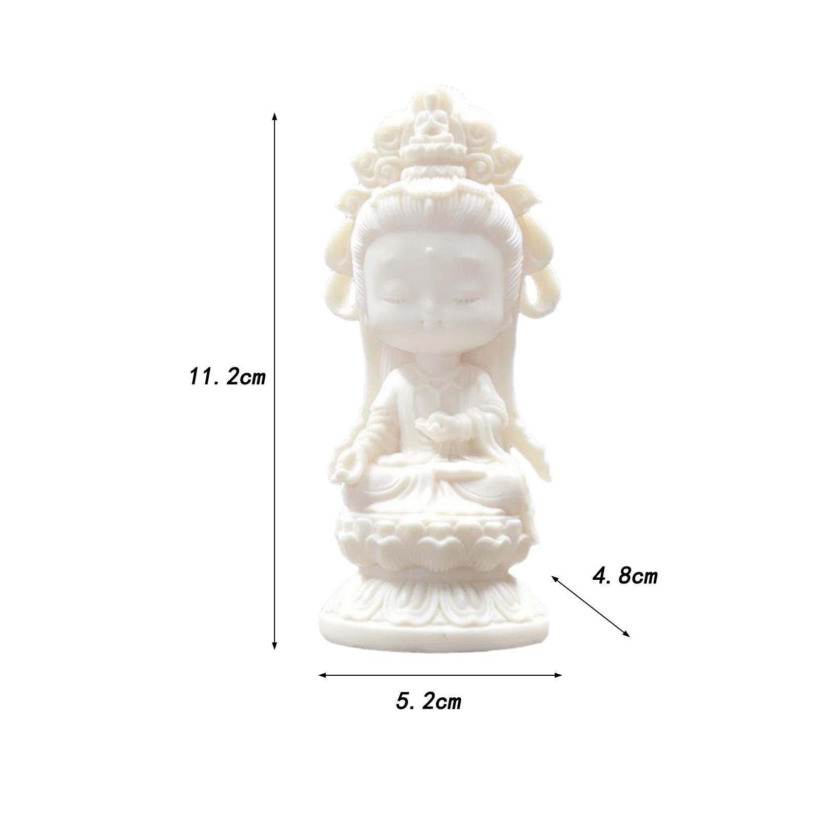 Mini Meditating Buddha Figurine, Lifelike Resin Buddhist Statue for Car Decoration Bedroom Desk Decor, Zen Gift