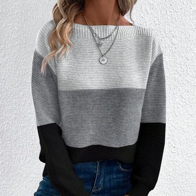 Moda damska Casual Jesień Zima Kolor Bloki Nadruk Długi Rękaw O-Neck Swetry