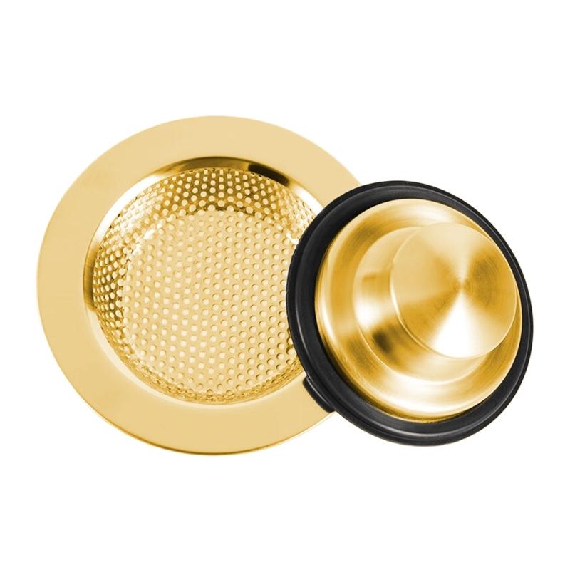 

Universal Kitchen Drain Basket And Stopper For Seamlessly Sink Installation Without Tool золотий