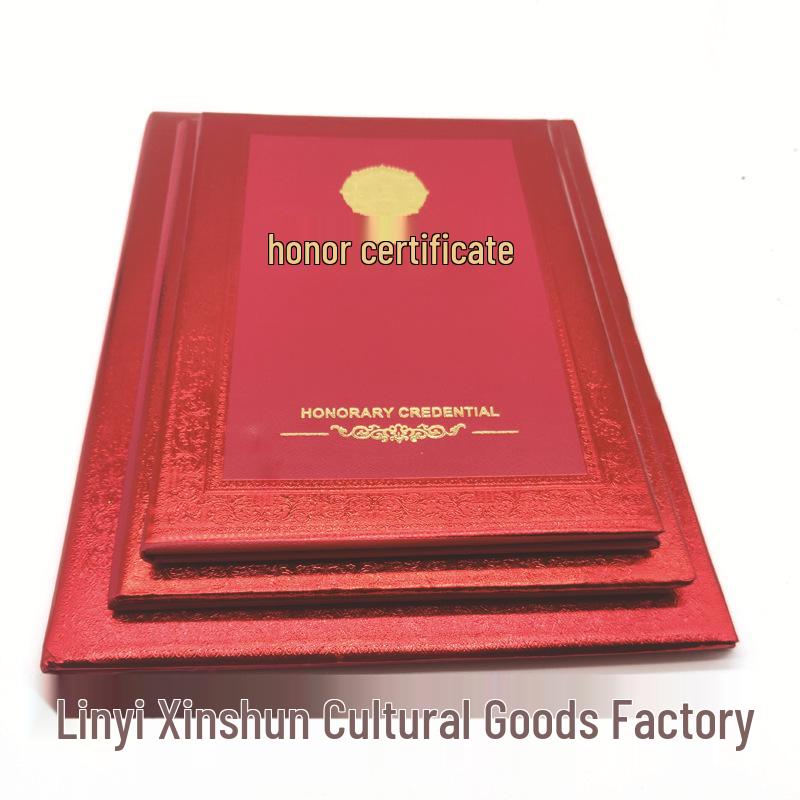 Embossed Leather-Texture Honor Certificate with A4 Pages