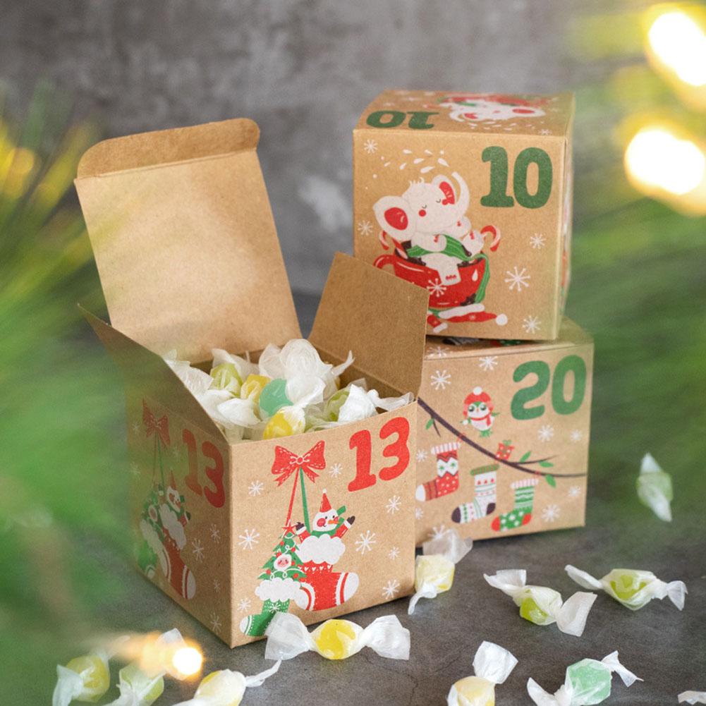 Christmas Decorations 7*7*7cm Advent Calendar Charming Holiday Decor Creative Storage Solution Easy To Assemble Boxes