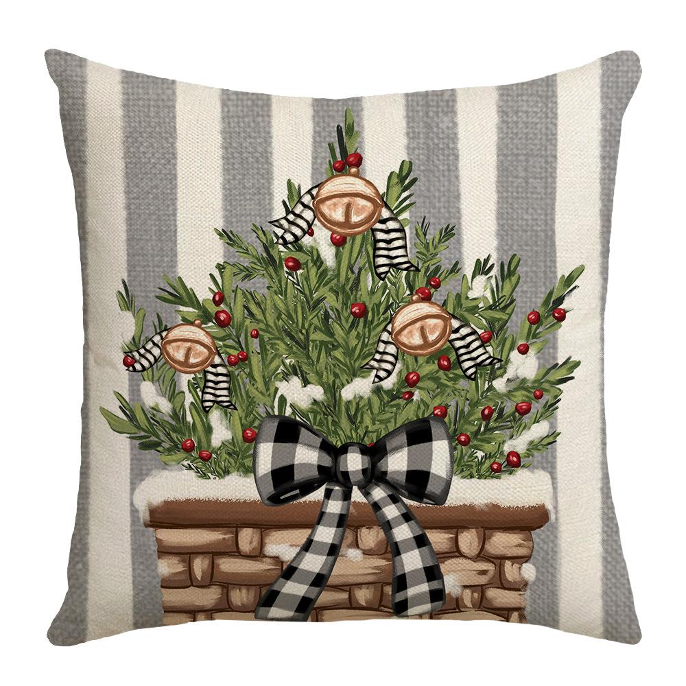 New Cartoon Snowman Pillow Cover Christmas Series Reindeer Christmas Tree Sofa Living Room Pillow Cover