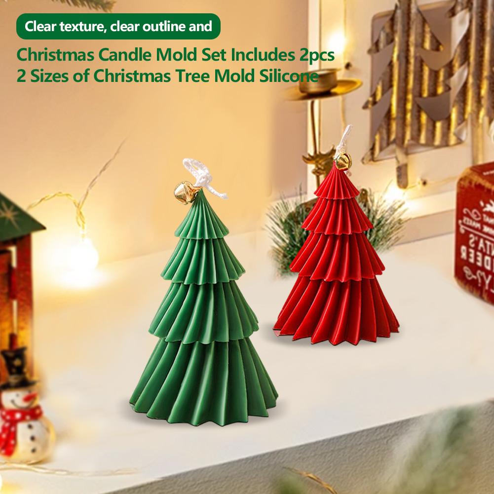 Pack mit 2 3D Weihnachtsbaum Silikon Kerzenformen Ideal für DIY Basteln Duftkerzenherstellung Dekoration